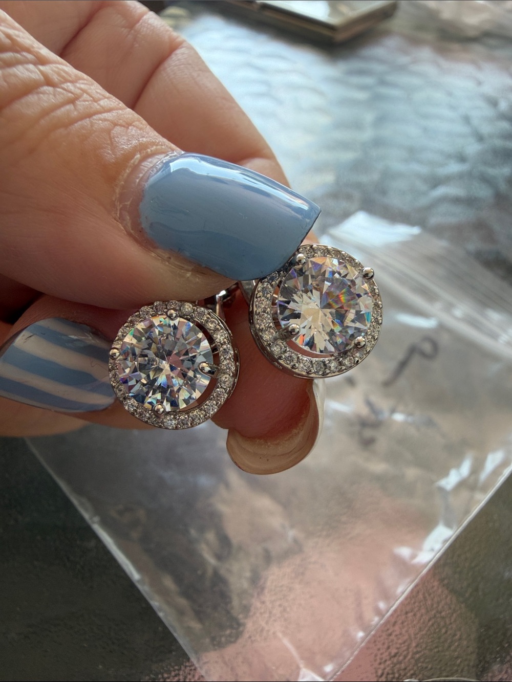 Silver Halo Round Cubic Zirconia clip on Earrings - Clear